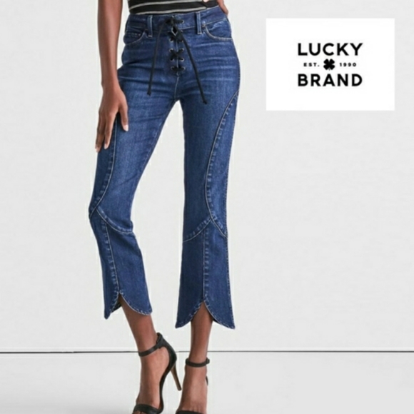 Bridgette Lace Up Cropped Flare Jeans 